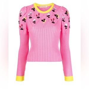 CORMIO Oma 2.0 embroidered ribbed Pima cotton sweater sz S